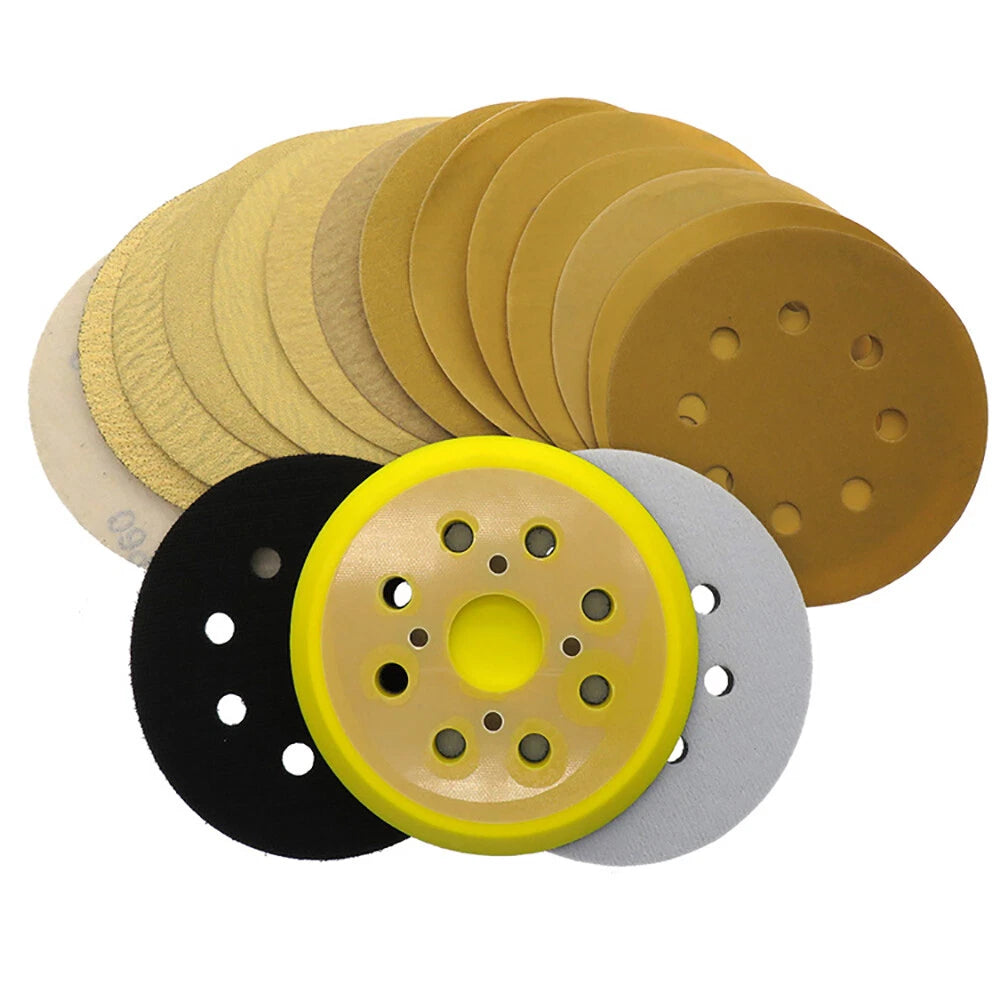 8 Hole 125mm Hook and Loop Sanding Discs 40 - 1000 Grit 5 inch Orbital Sandpaper