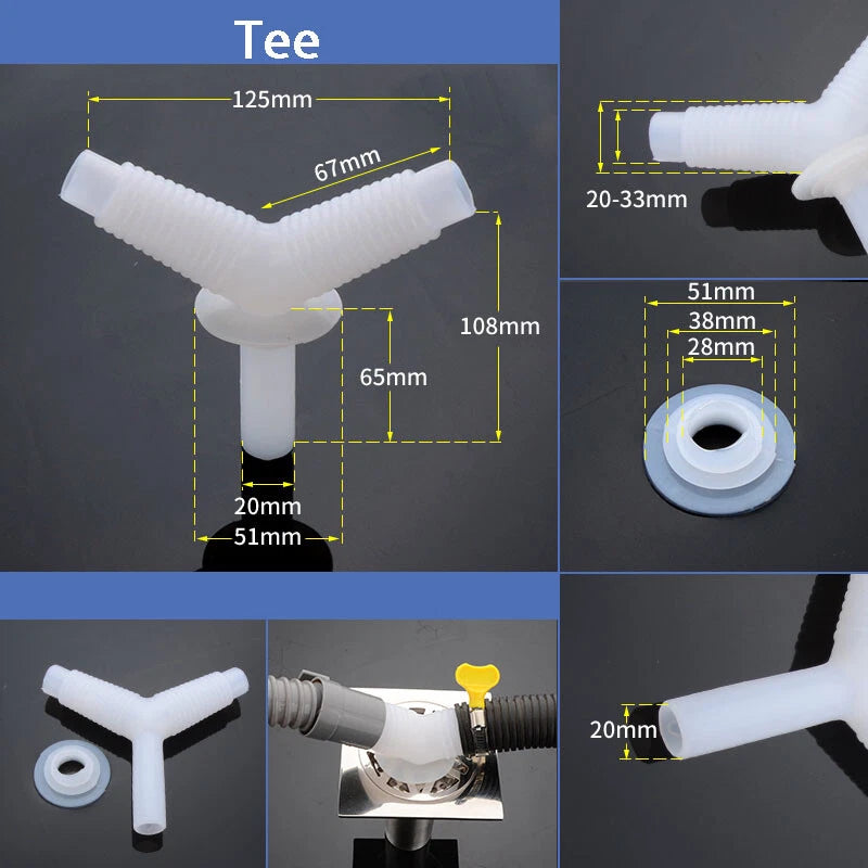 Dishwasher & Washing Machine Hose Connector — Y Splitter Tee & Elbow Fitting