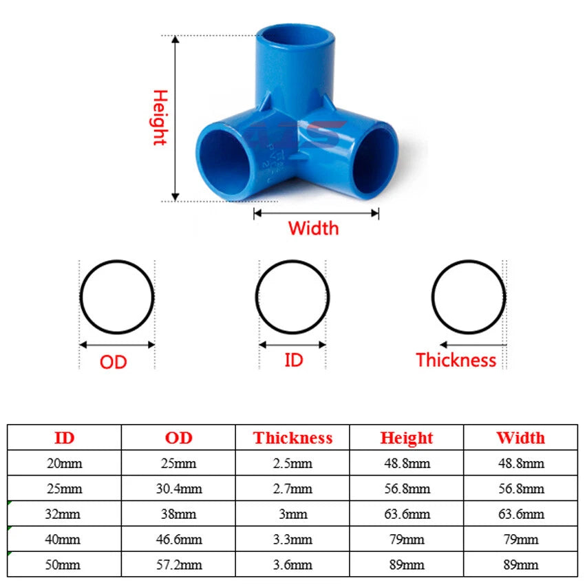 PVC 3 4 5 6-Way Equal Water Supply Pipe Fittings Adapter Connector ID 20mm-50mm