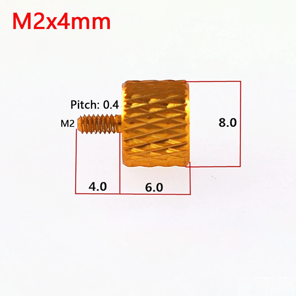 M2 M2.5 Aluminum Knurled Thumb Screws – Flat Hand Grip, 10 Colors