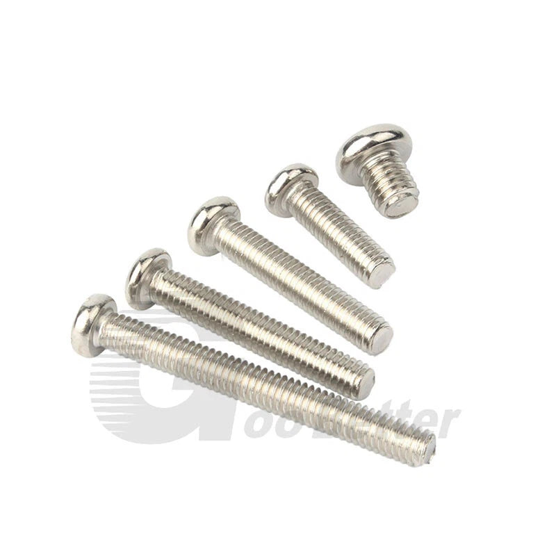 M1 M1.2 M1.4 M1.6 Round Pan Head Phillips Screws – Nickel Plated Carbon Steel, 2–10mm