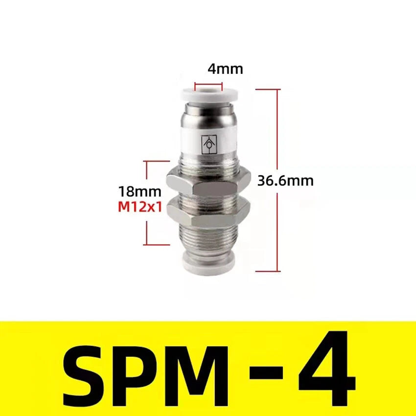 Nylon Pneumatic Bulk Head hose tube inline push fit connector 4mm 8mm 10mm 12mm