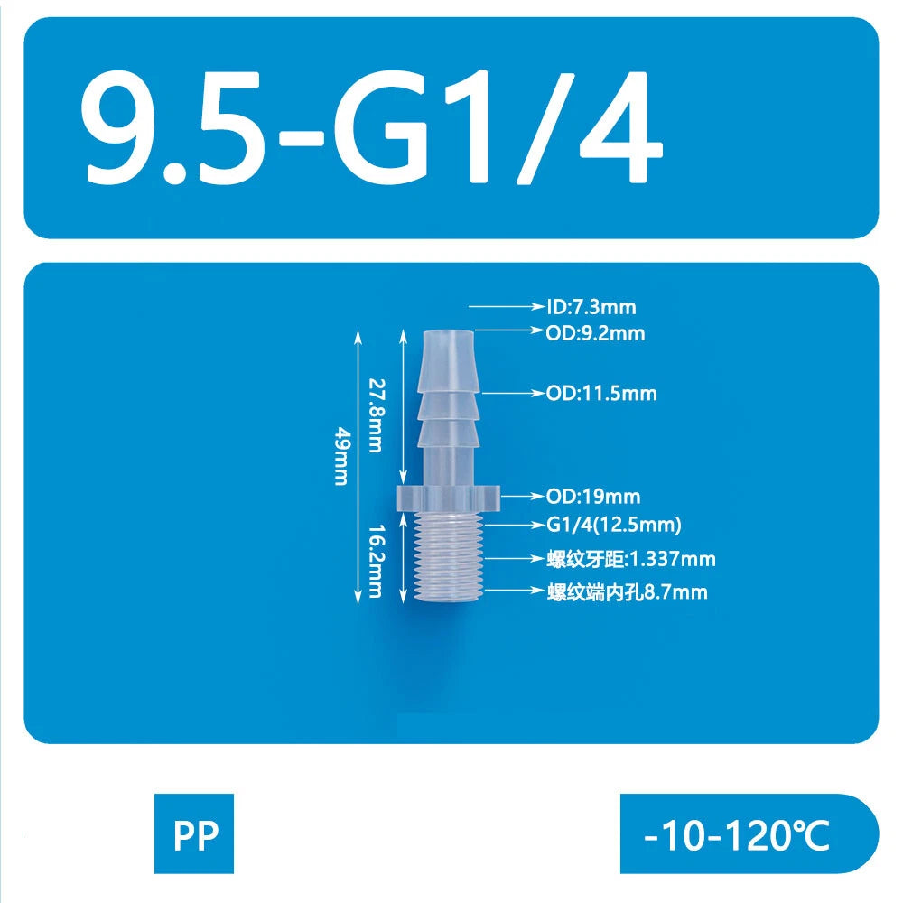 BSP Metric External Thread Straight Barb Connector – Plastic Hose Pipe Fitting