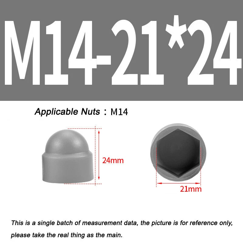 Hex Bolt & Nut Protection Caps – Plastic Hexagonal Screw Covers for M4 M5 M6 M8 M10 to M24 (PE, 5-100 Pack)