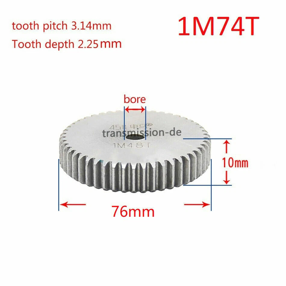 1/1.5 Mod 12T-150T Spur Gear 45# Steel Pinion Gear Thickness 1M-10mm 1.5M-15mm