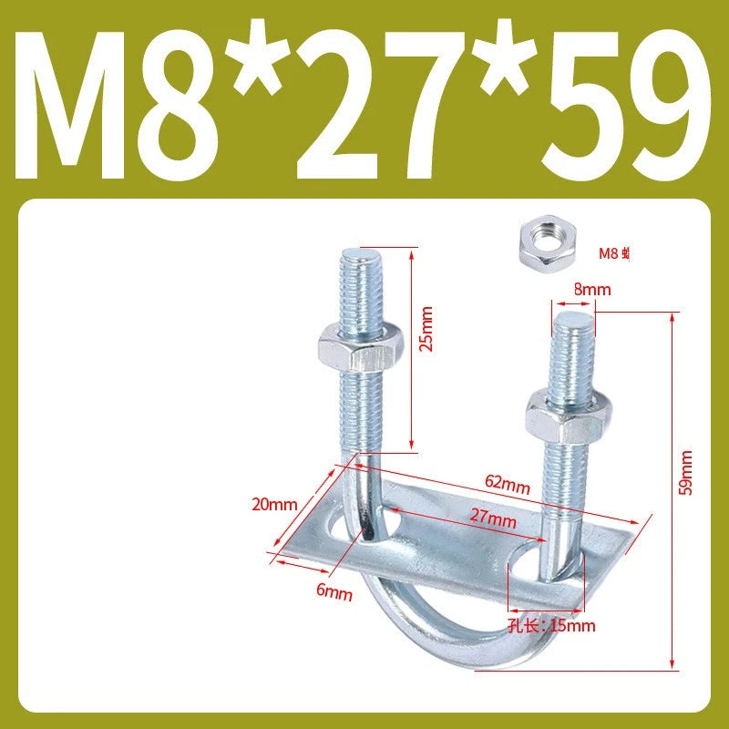 Round U-Bolts Sets Steel 16mm-219mm Inner Width M6 M8 M0 M12 with Nut, Plate