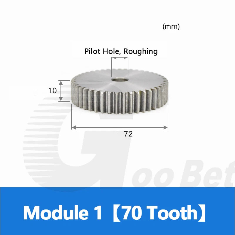 Mod 1 1.5 2 2.5 3 4 5 Spur Gear C45 Steel 12 Tooth - 160 Tooth Motor Pinion Flat