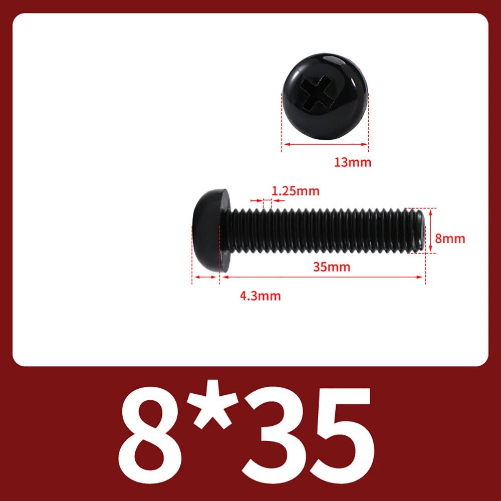 M5 M6 M8 Nylon Phillips Pan Head Machine Screws – Black & White - HomeDIYer