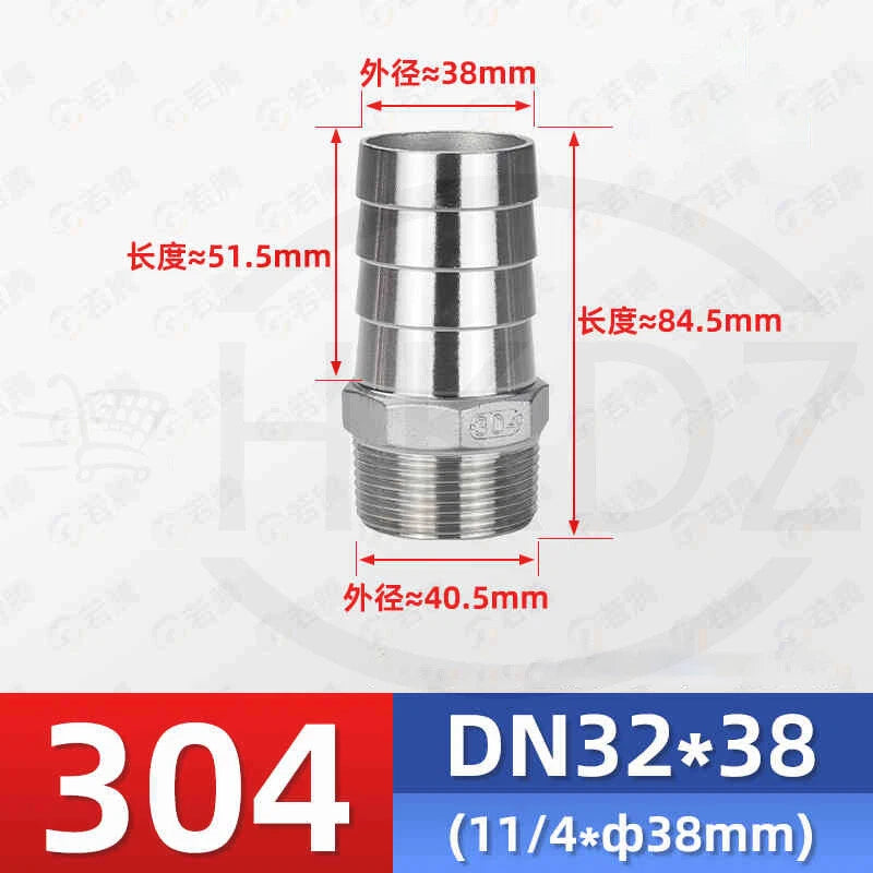 BSP Male Thread Stainless Steel Barb Hose Tail Connector — 1/8" to 4"
