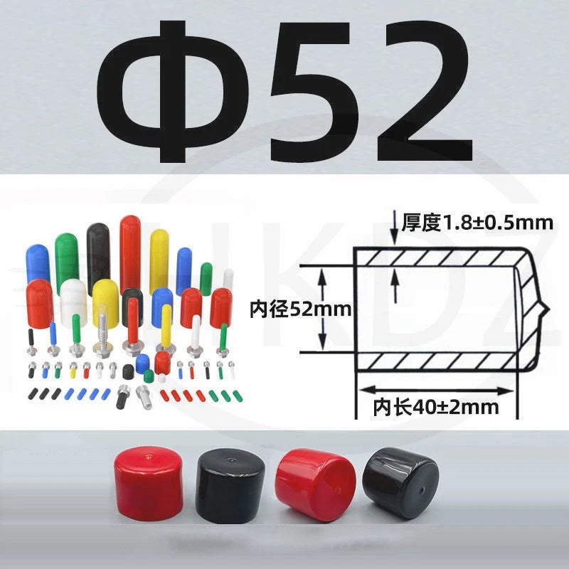 PVC End Caps for Screws, Bolts, Rods, Tubes & Cables – Thread Cover Protector, Rubber Plastic Caps (12-114mm, Multiple Colors)