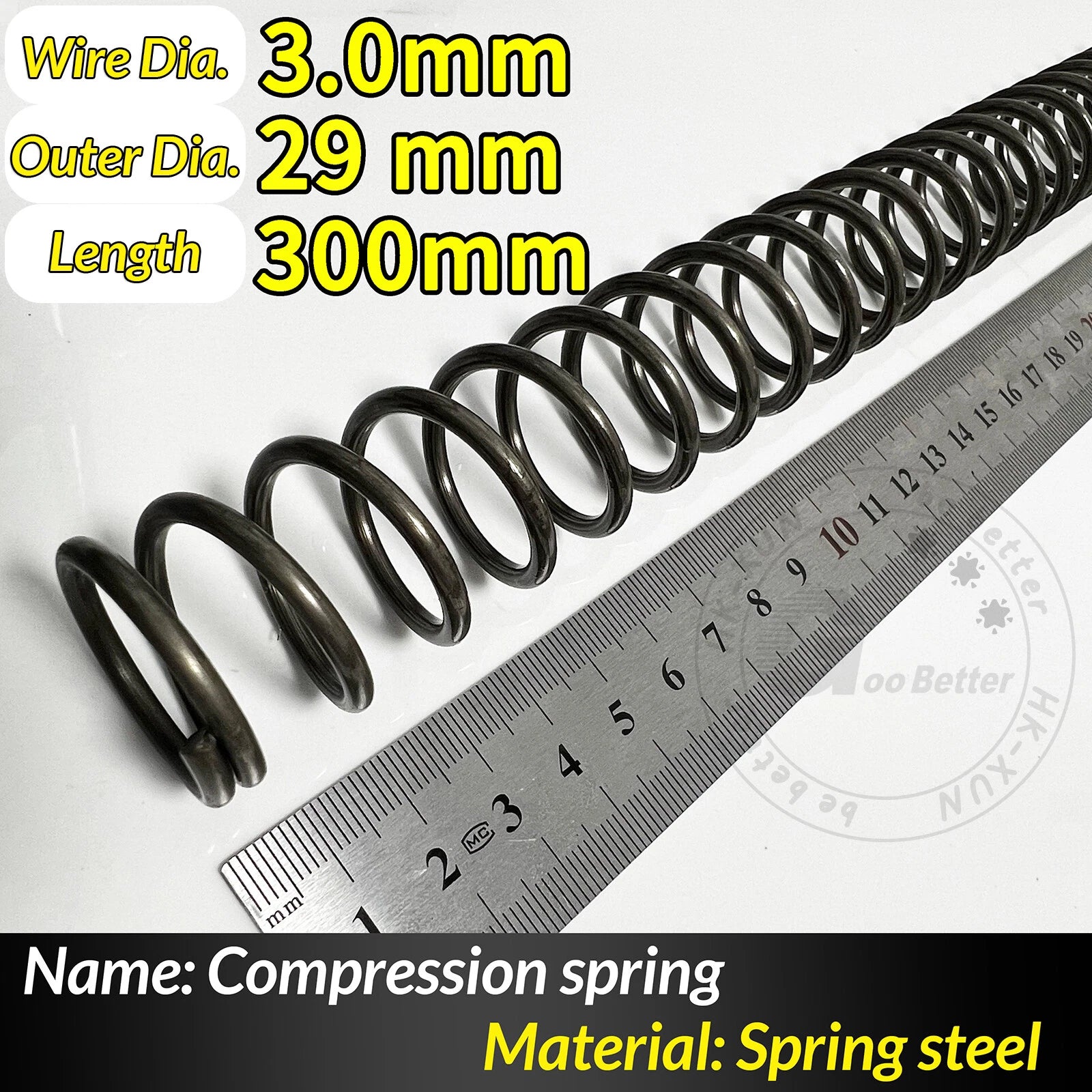 Compression Spring Pressure Springs, Wire Dia 2-3.5mm, OD 10-60mm, Length 300mm