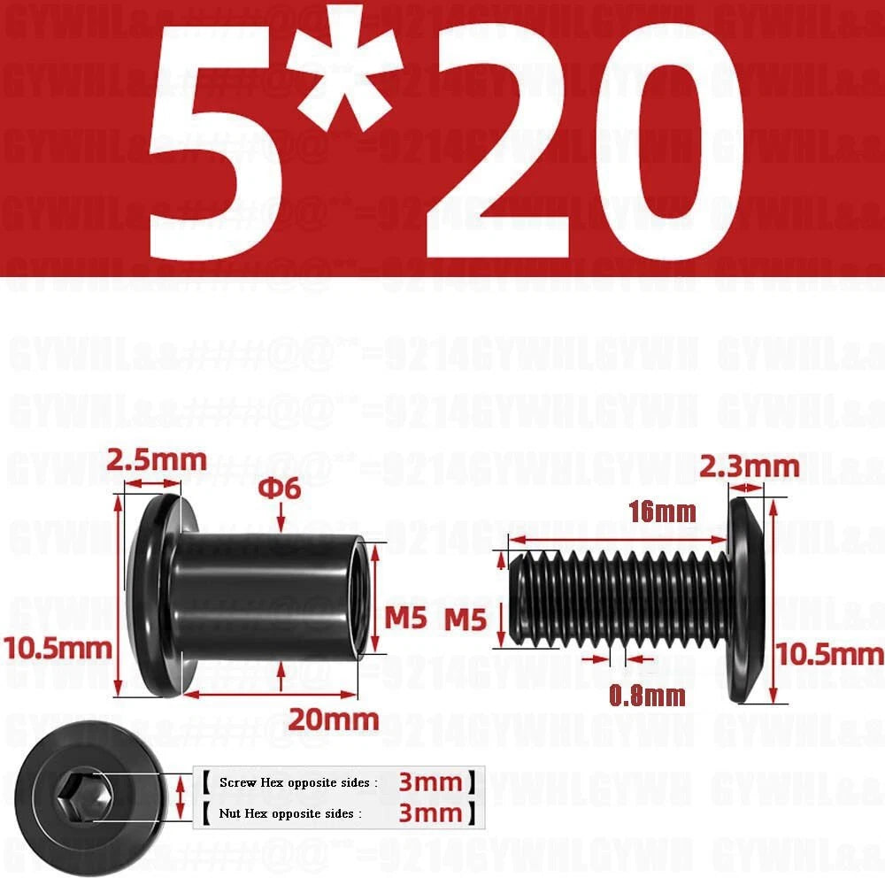 Metric Furniture Connector Bolts with End Cap Nuts — Stainless Steel M2 to M10