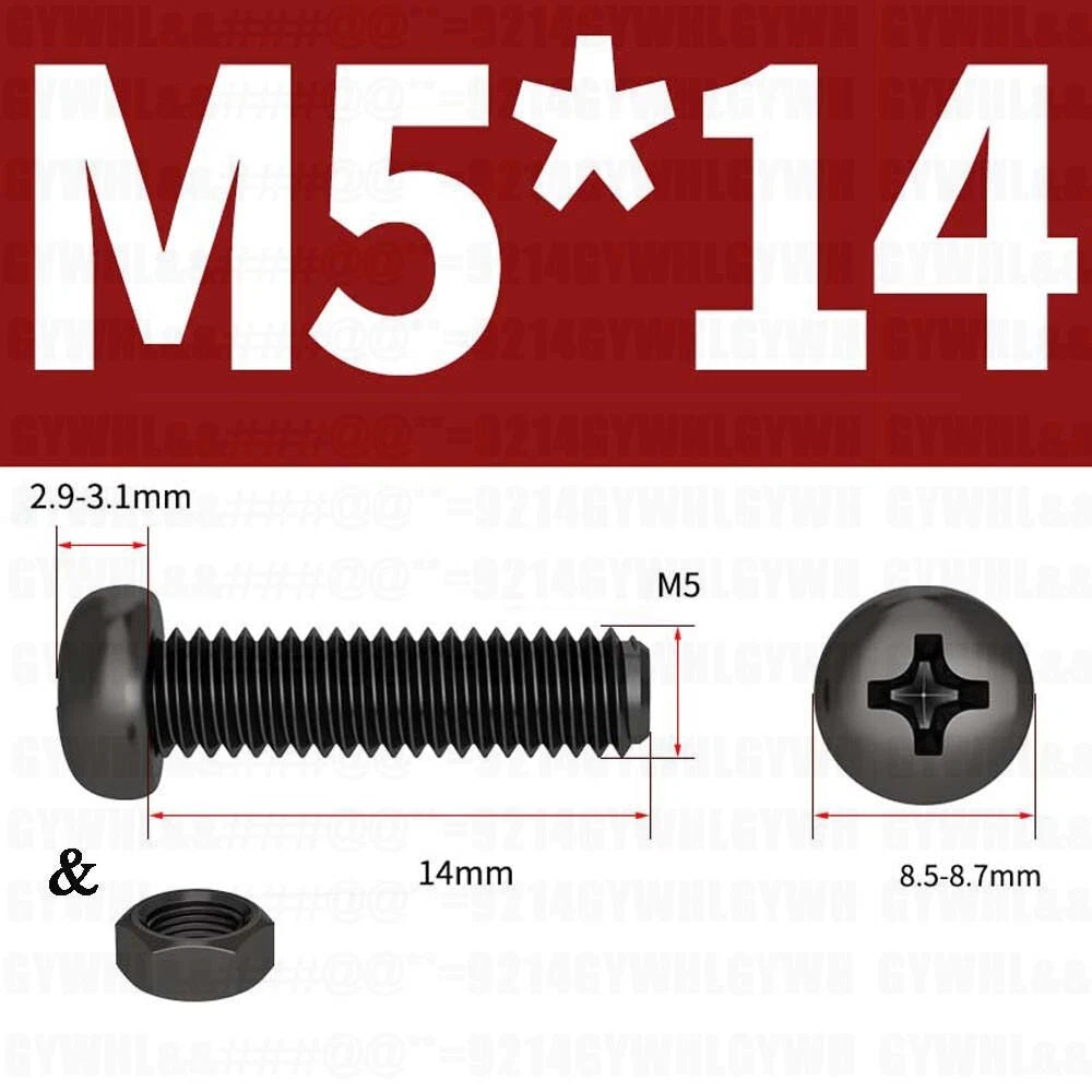 Black Pan Head Phillips Machine Screws + Hex Nuts Set – A2 Stainless Steel, M2 to M10
