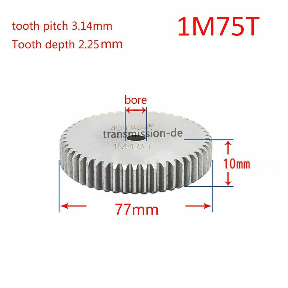 1/1.5 Mod 12T-150T Spur Gear 45# Steel Pinion Gear Thickness 1M-10mm 1.5M-15mm
