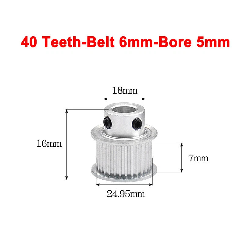 2GT Drive Pulley With Step 16 Tooth - 100 Tooth Bore 4mm - 25mm for 6mm Belt