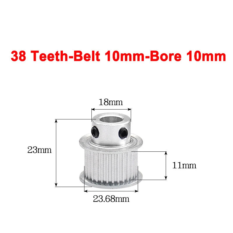 2GT Drive Pulley With Step 16 Tooth - 100 Tooth Bore 4mm - 25mm for 10mm Belt