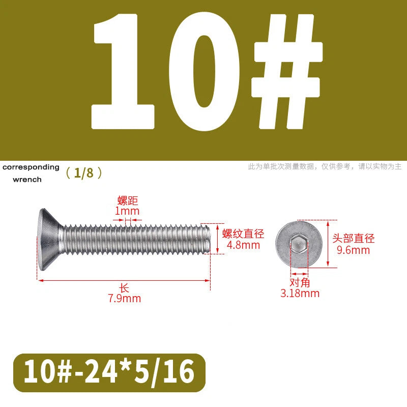 UNC Countersunk Socket Cap Screws A2 Stainless Steel — #2-56 to 5/16-18