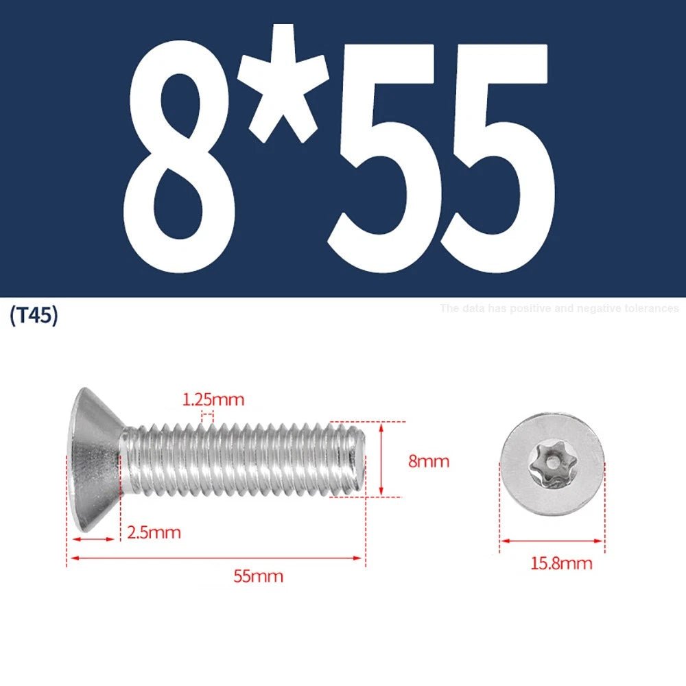 M3–M8 Pin Torx Countersunk Flat Head Machine Screws | A2 Stainless Steel - HomeDIYer