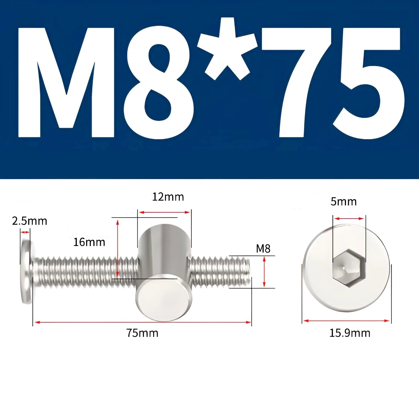 M4 M5 M6 M8 304 Stainless Steel Furniture Connecting Bolts with Barrel Nuts