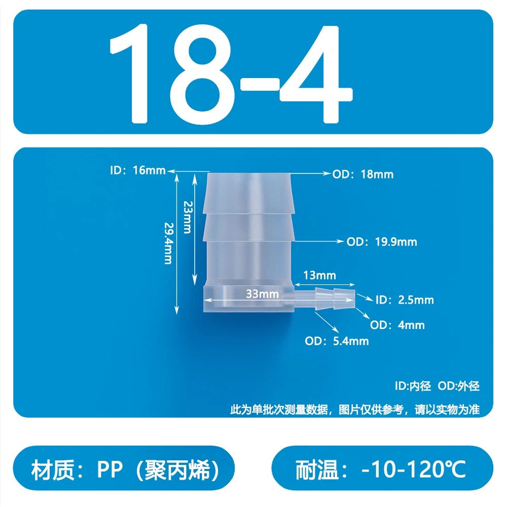 90° Elbow Plastic Barbed Joiner Reducer Connector Pipe Tube Hose Water 1.6-25mm