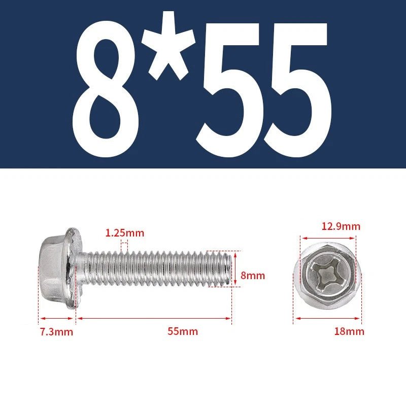 Phillips Hex Flange Screws 304 Stainless Steel M3–M8 | Dentate & Flat Flange - HomeDIYer