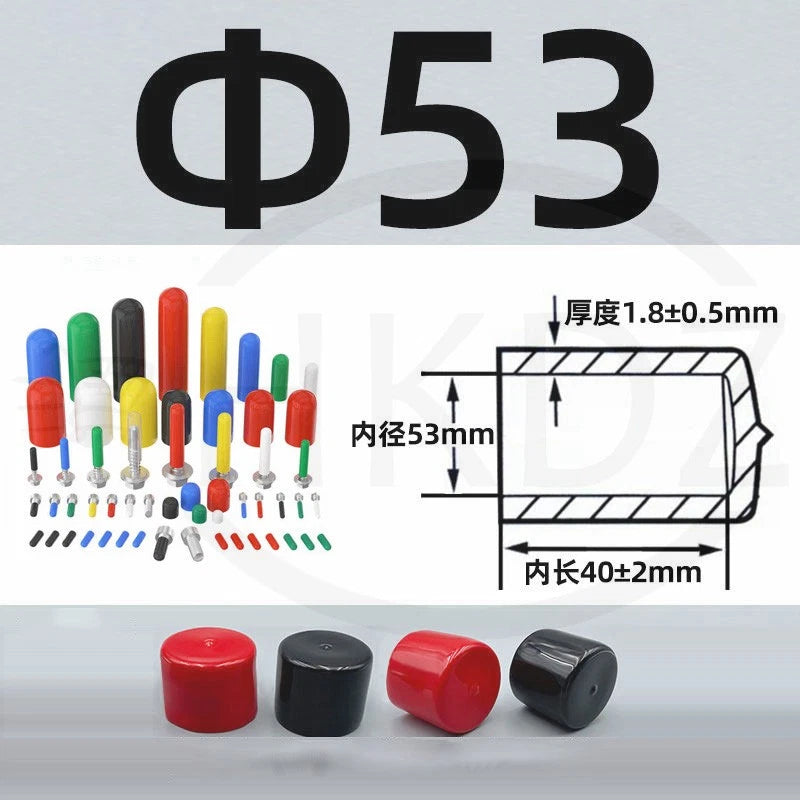 PVC End Caps for Screws, Bolts, Rods, Tubes & Cables – Thread Cover Protector, Rubber Plastic Caps (12-114mm, Multiple Colors)