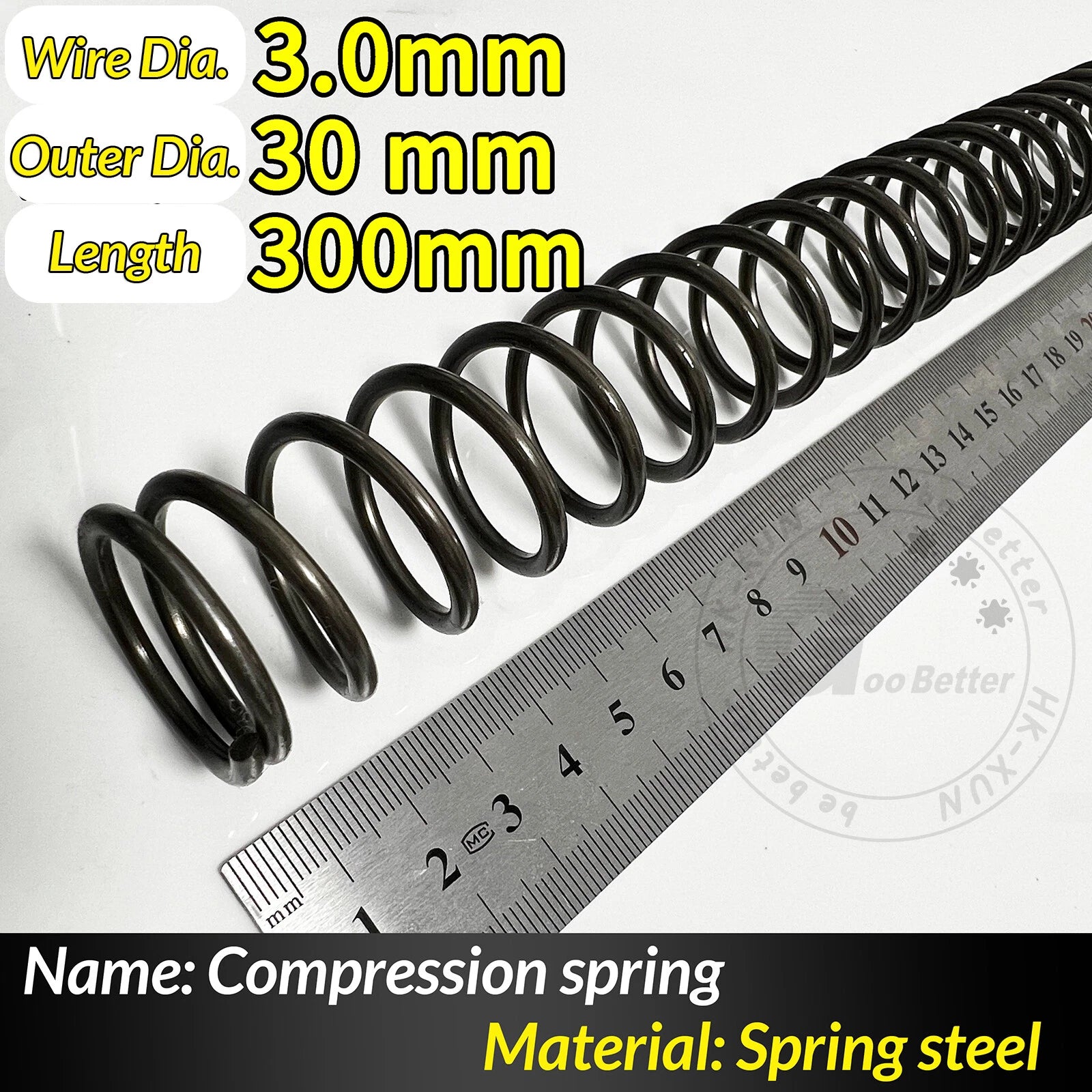 Compression Spring Pressure Springs, Wire Dia 2-3.5mm, OD 10-60mm, Length 300mm
