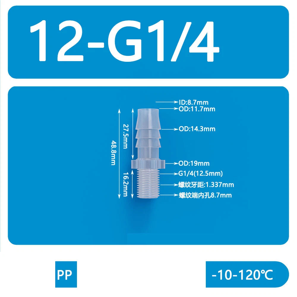 BSP Metric External Thread Straight Barb Connector – Plastic Hose Pipe Fitting