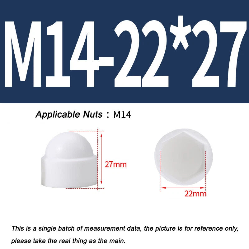 Hex Bolt & Nut Protection Caps – Plastic Hexagonal Screw Covers for M4 M5 M6 M8 M10 to M24 (PE, 5-100 Pack)