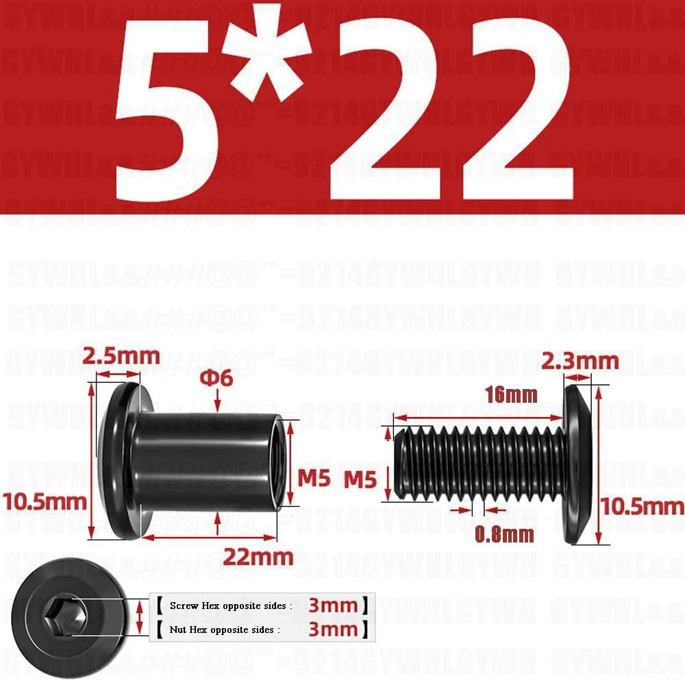 Metric Furniture Connector Bolts with End Cap Nuts — Stainless Steel M2 to M10
