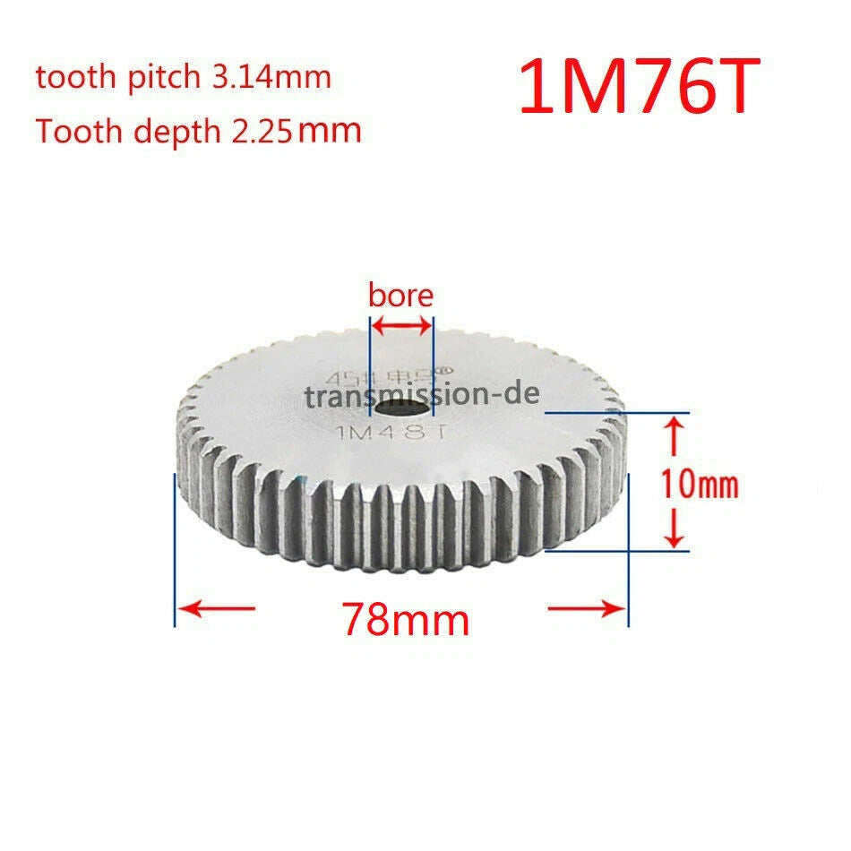 1/1.5 Mod 12T-150T Spur Gear 45# Steel Pinion Gear Thickness 1M-10mm 1.5M-15mm