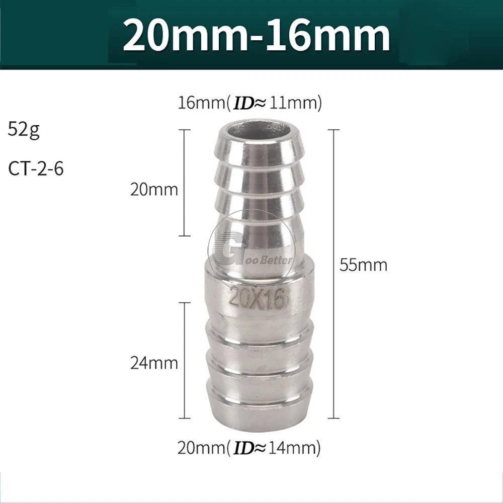 A2 Stainless Steel 8-41mm Barbed Hose Connector,Hosetail Pipe Air Water Oil Fuel