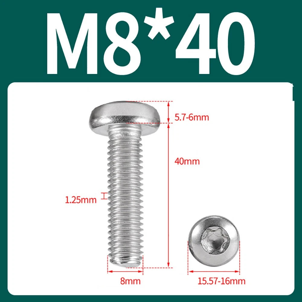 M2–M10 A2 Stainless Steel Torx Button Head Machine Screws, With or Without Column, Pack of 5