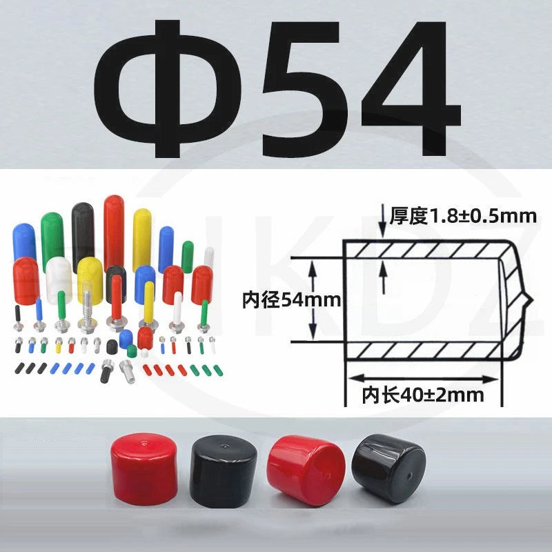 PVC End Caps for Screws, Bolts, Rods, Tubes & Cables – Thread Cover Protector, Rubber Plastic Caps (12-114mm, Multiple Colors)