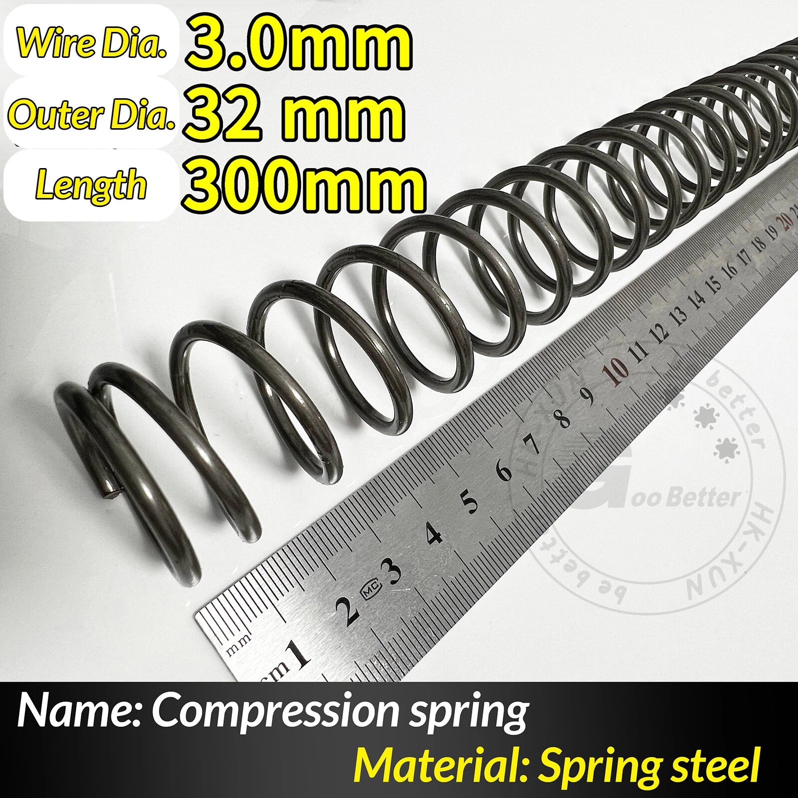 Compression Spring Pressure Springs, Wire Dia 2-3.5mm, OD 10-60mm, Length 300mm
