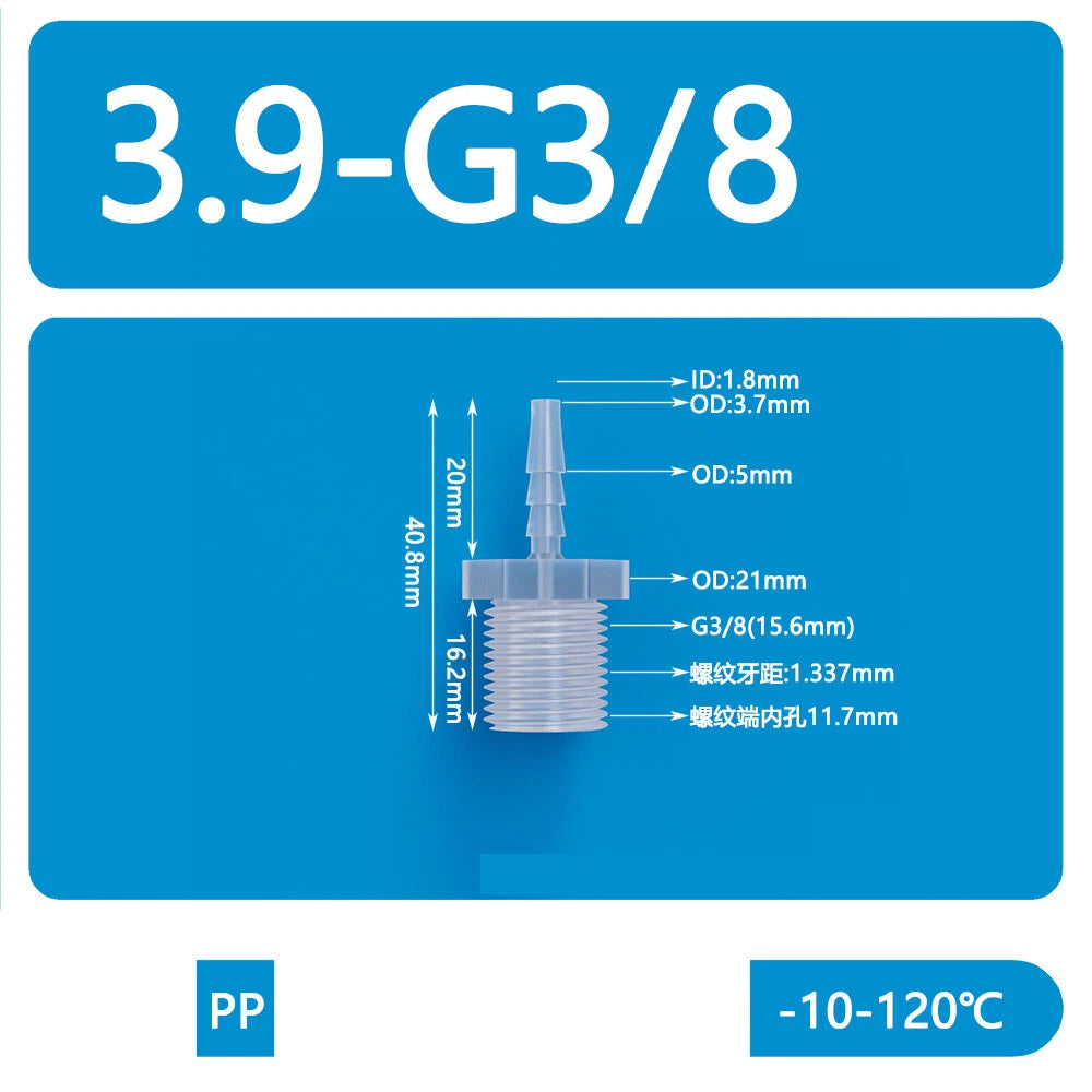 BSP Metric External Thread Straight Barb Connector – Plastic Hose Pipe Fitting