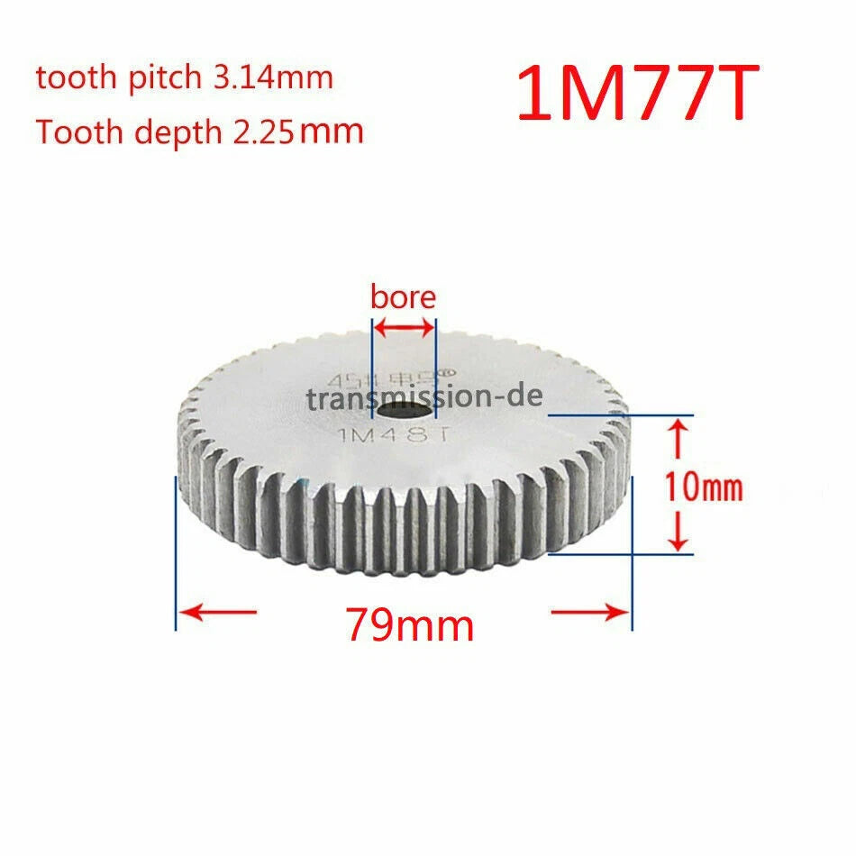 1/1.5 Mod 12T-150T Spur Gear 45# Steel Pinion Gear Thickness 1M-10mm 1.5M-15mm