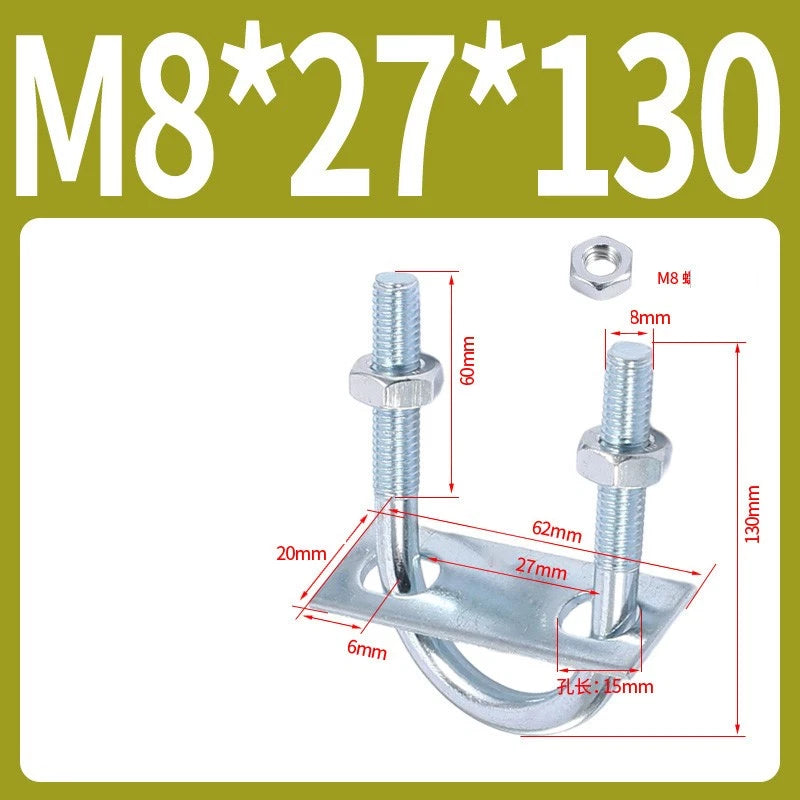 Round U-Bolts Sets Steel 16mm-219mm Inner Width M6 M8 M0 M12 with Nut, Plate