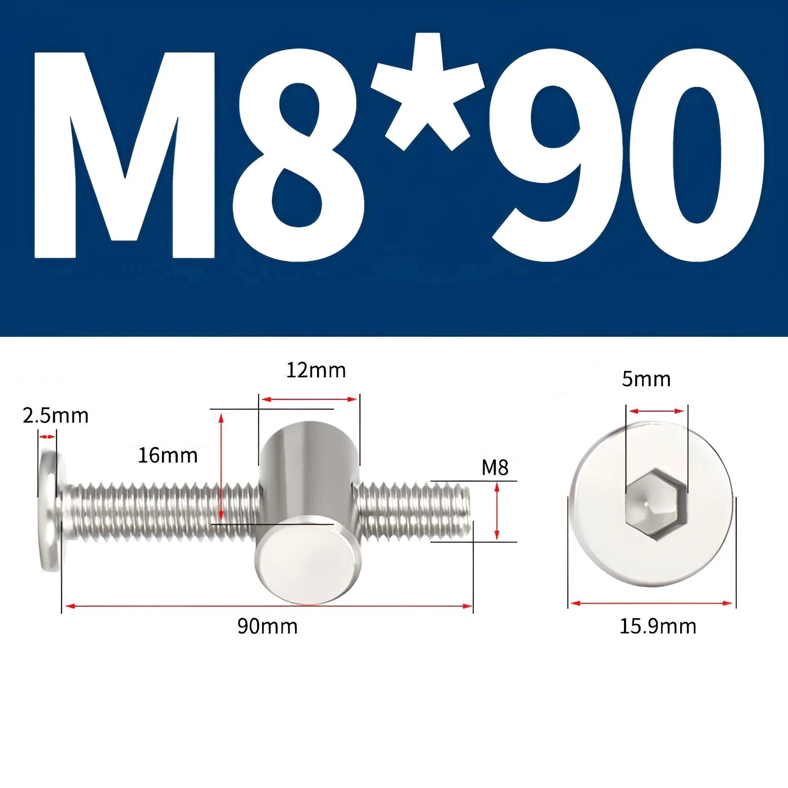 M4 M5 M6 M8 304 Stainless Steel Furniture Connecting Bolts with Barrel Nuts
