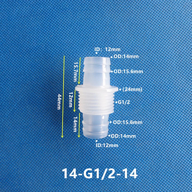 Bulkhead Straight Plastic Hose Connector with Nut — Barbed Thread Pipe Fitting