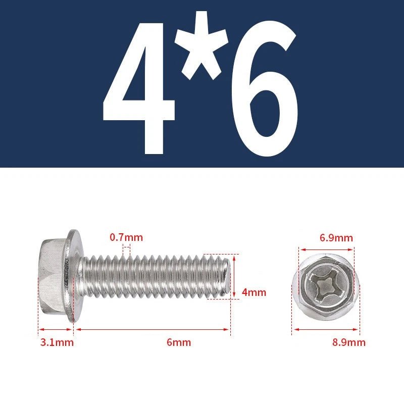 Phillips Hex Flange Screws 304 Stainless Steel M3–M8 | Dentate & Flat Flange - HomeDIYer