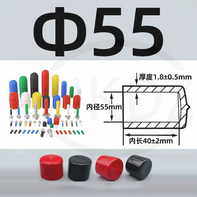 PVC End Caps for Screws, Bolts, Rods, Tubes & Cables – Thread Cover Protector, Rubber Plastic Caps (12-114mm, Multiple Colors)