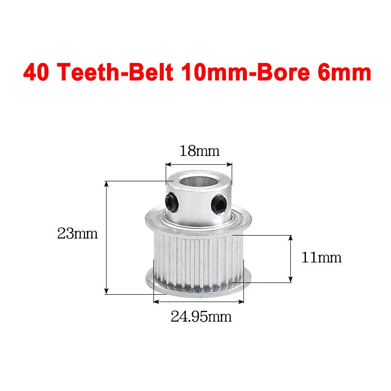 2GT Drive Pulley With Step 16 Tooth - 100 Tooth Bore 4mm - 25mm for 10mm Belt