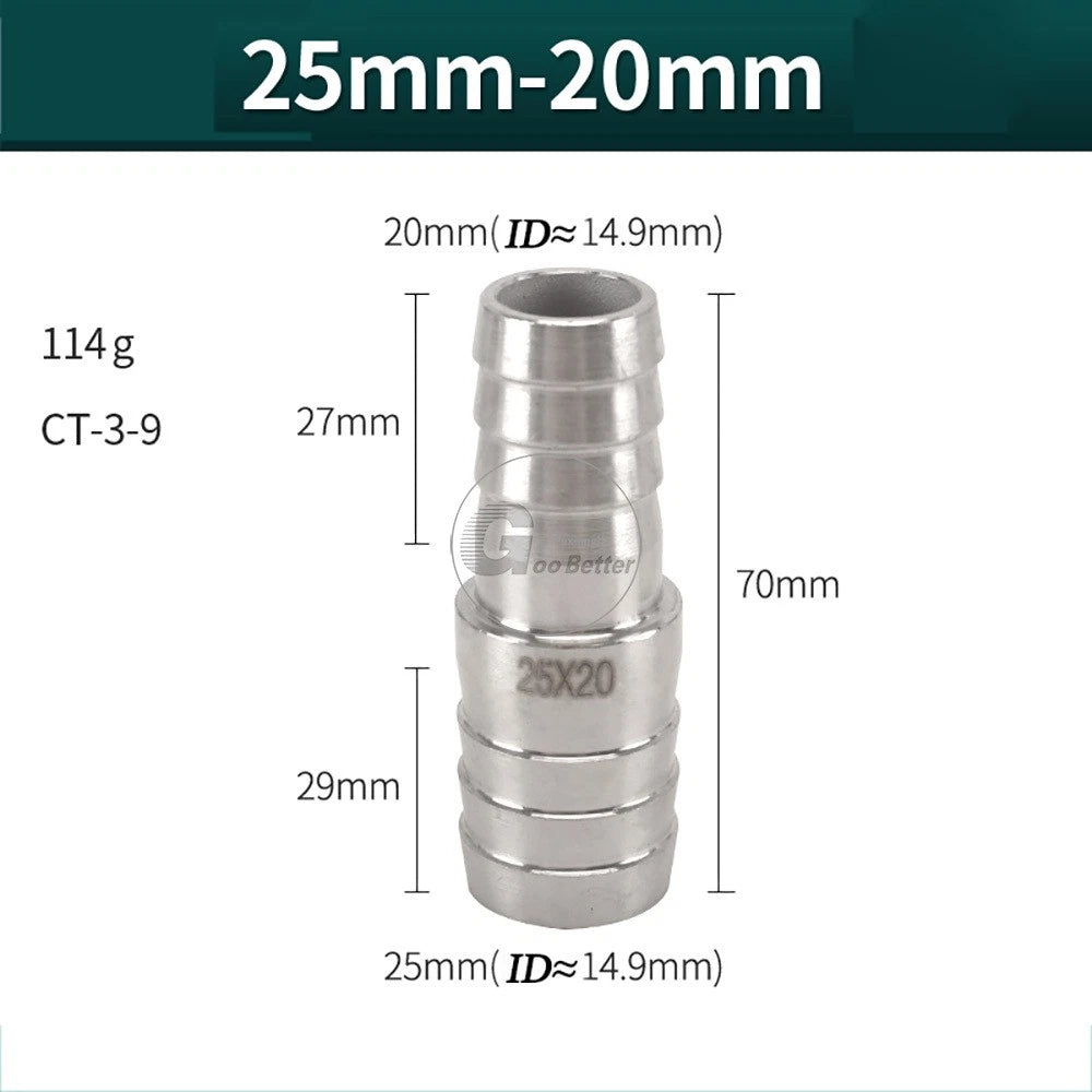 A2 Stainless Steel 8-41mm Barbed Hose Connector,Hosetail Pipe Air Water Oil Fuel