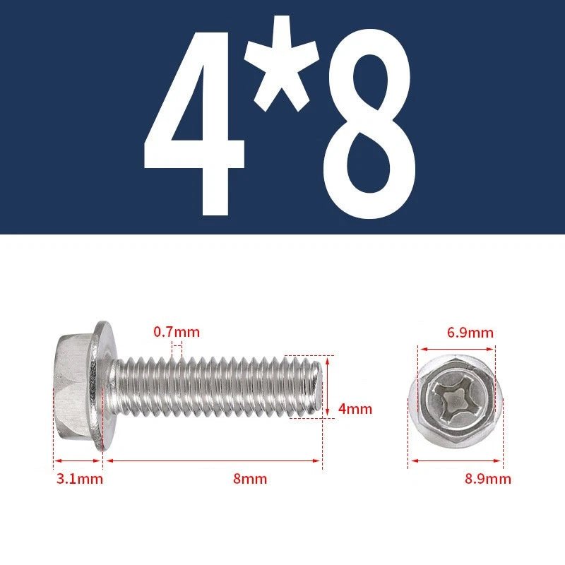 Phillips Hex Flange Screws 304 Stainless Steel M3–M8 | Dentate & Flat Flange - HomeDIYer