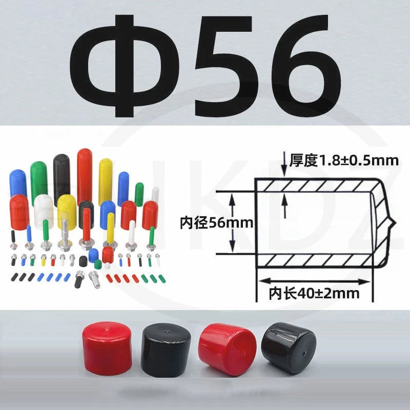 PVC End Caps for Screws, Bolts, Rods, Tubes & Cables – Thread Cover Protector, Rubber Plastic Caps (12-114mm, Multiple Colors)