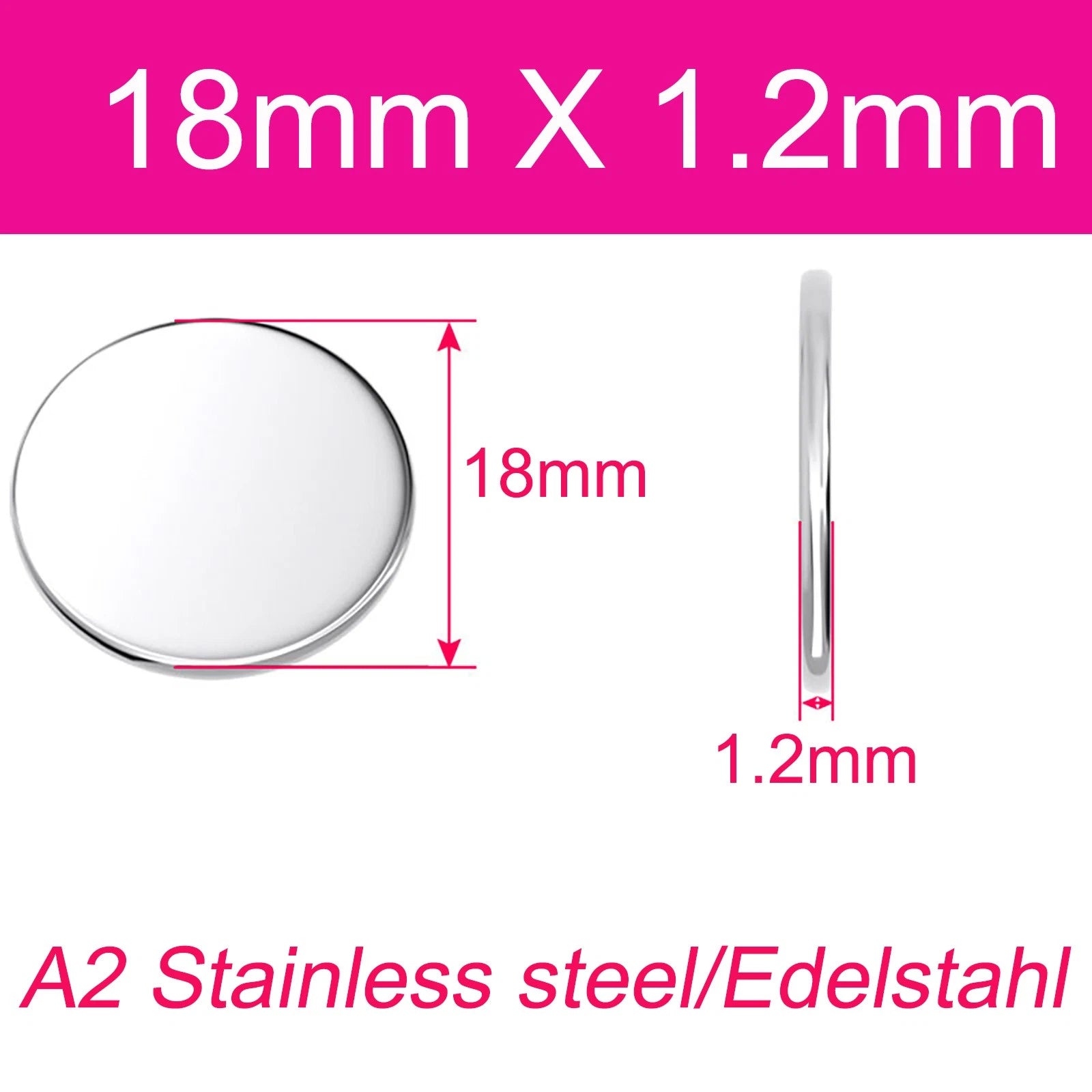 Round Plate A2 Stainless Steel Sheet Plate Thick 1/1.5/2/2.5/3/4/5mm Dia 6-80mm