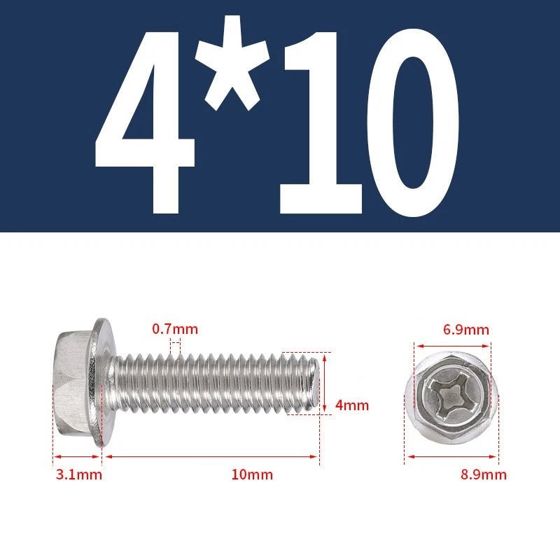 Phillips Hex Flange Screws 304 Stainless Steel M3–M8 | Dentate & Flat Flange - HomeDIYer