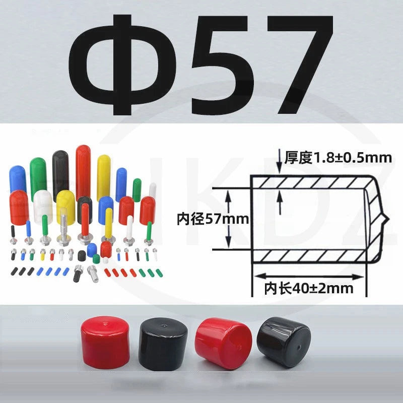 PVC End Caps for Screws, Bolts, Rods, Tubes & Cables – Thread Cover Protector, Rubber Plastic Caps (12-114mm, Multiple Colors)
