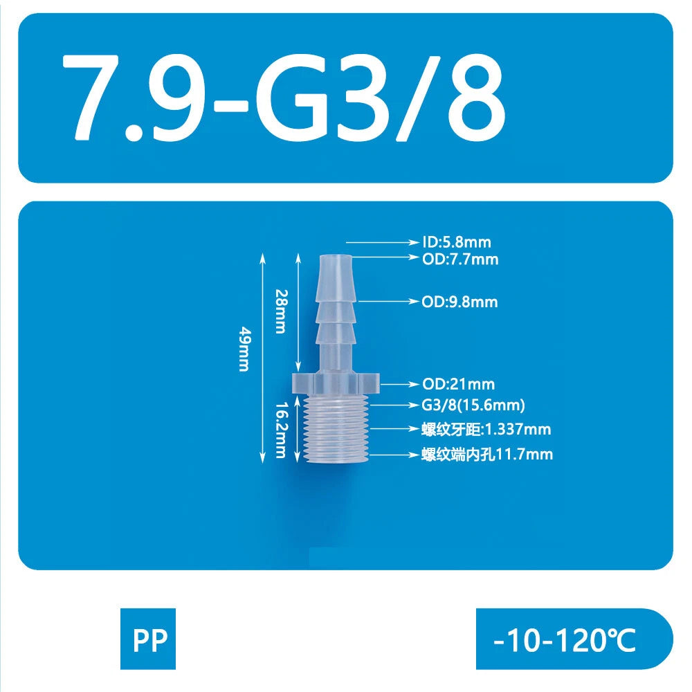 BSP Metric External Thread Straight Barb Connector – Plastic Hose Pipe Fitting